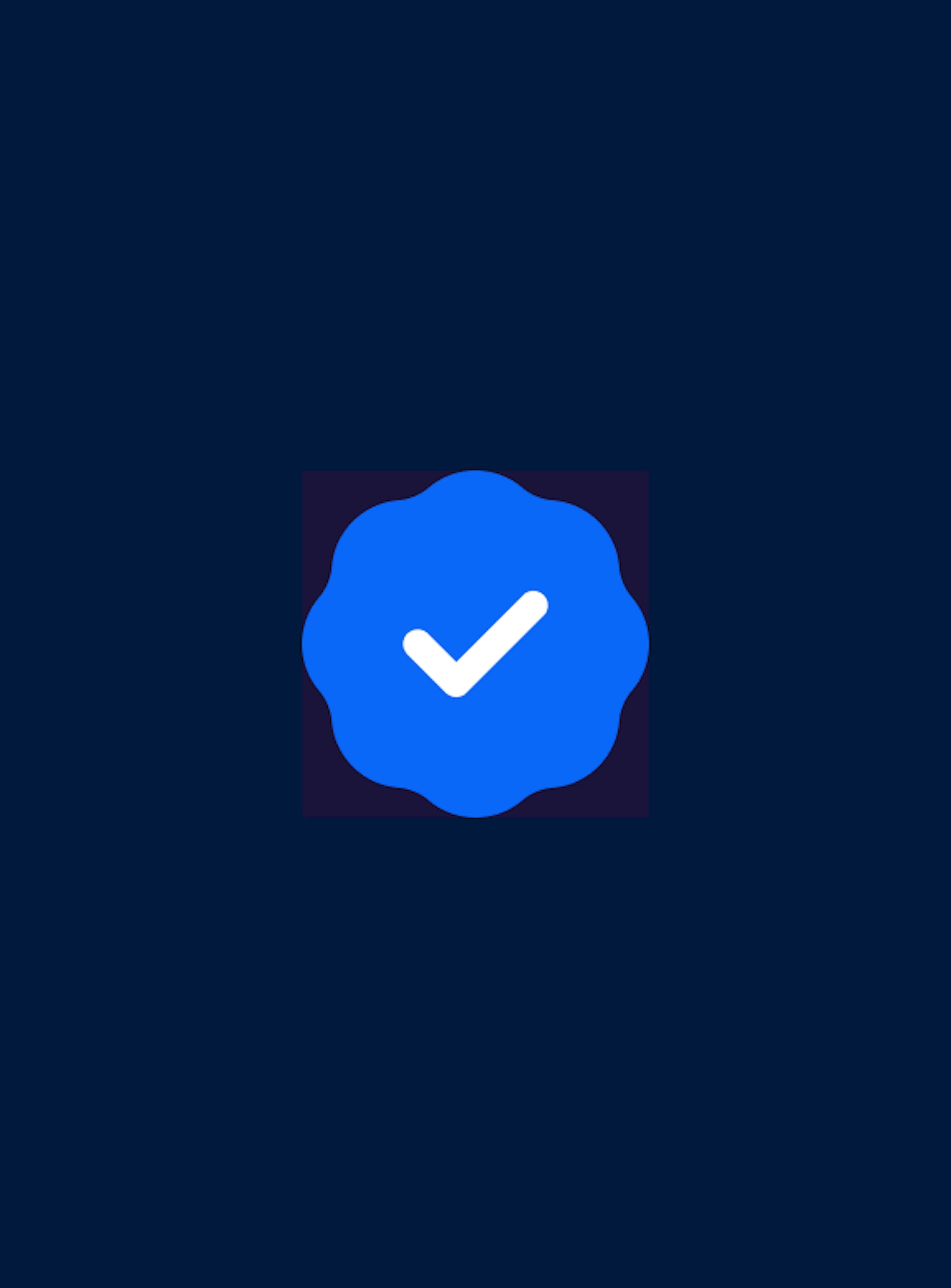 A blue program badge on top of a dark blue background.
