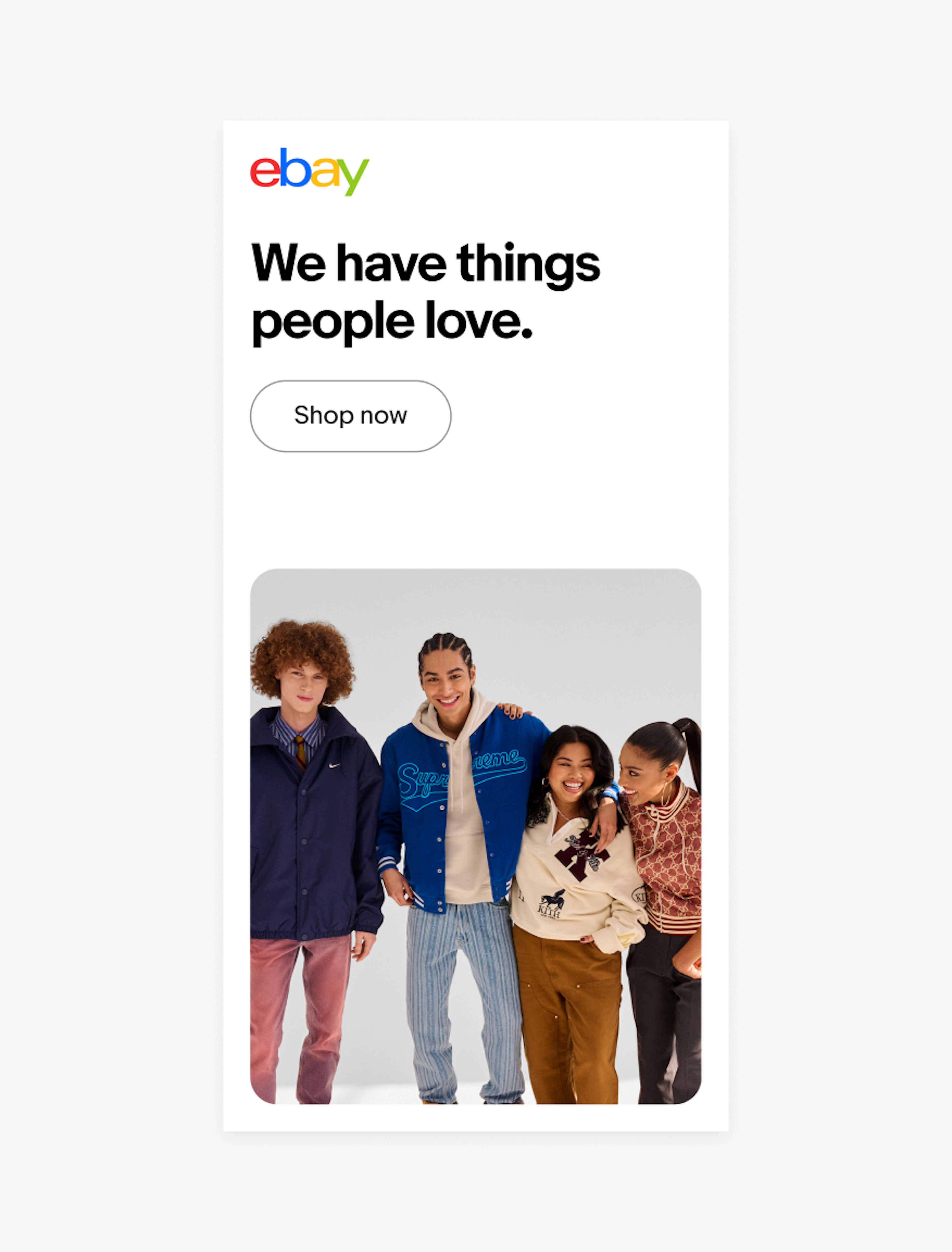 A vertical ad with the logo in the upper left, followed by a headline and button. An image is placed under them.