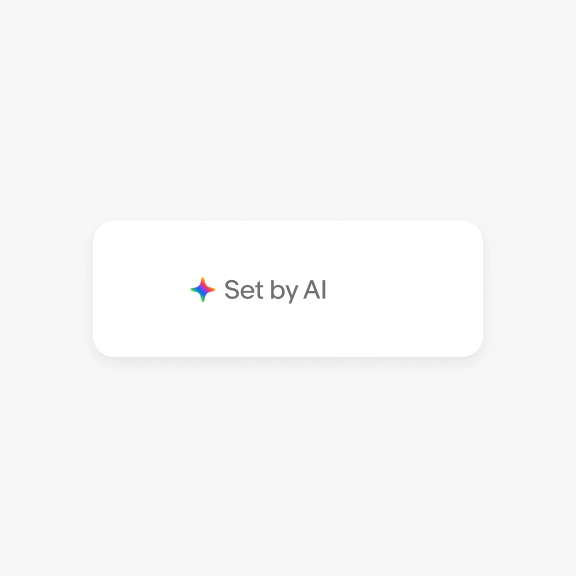 Example of a label that says “Set by AI” followed with the the full spectrum icon in color as the lead icon.