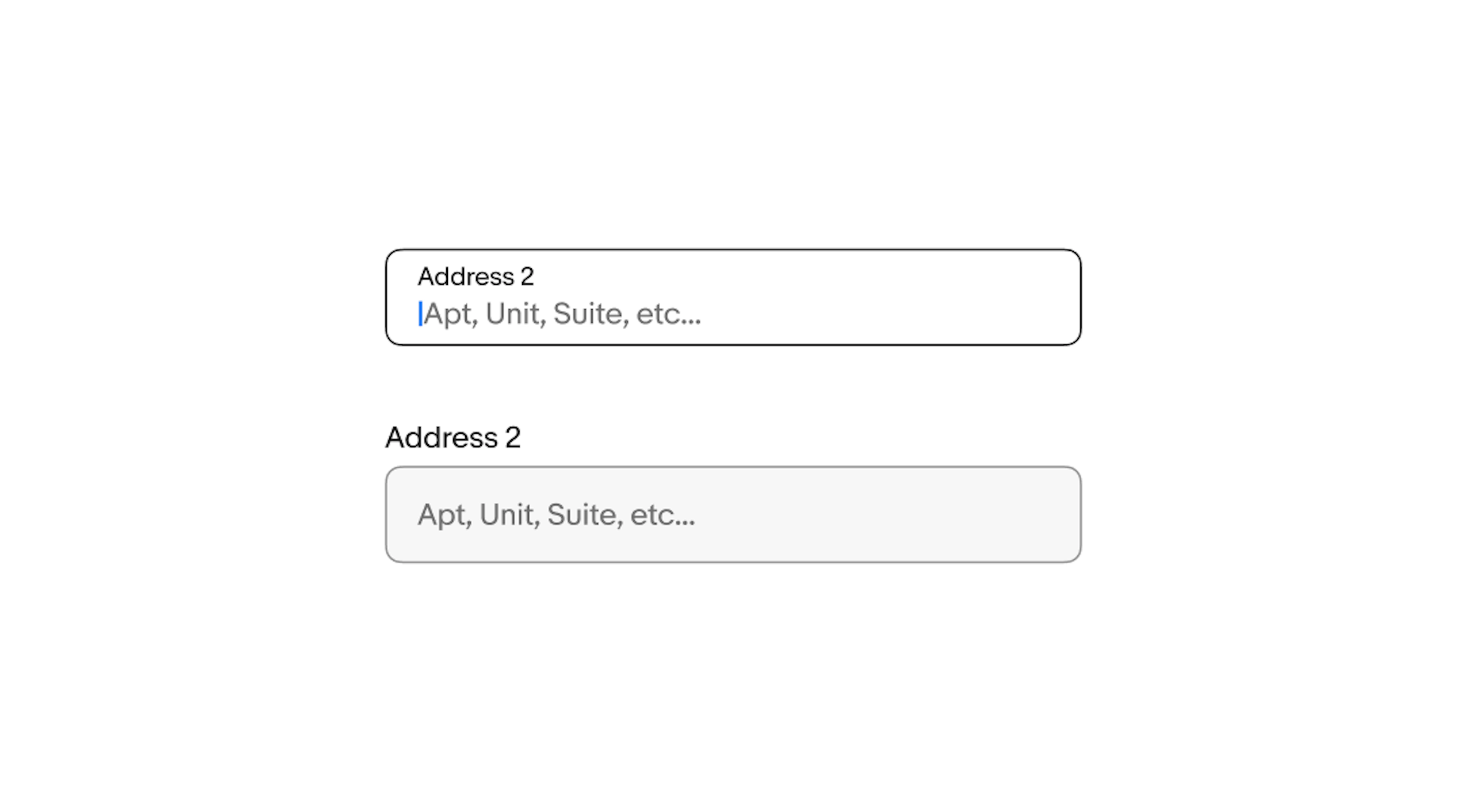 Three text fields. The first and last text fields have values entered, and the middle one has placeholder text.