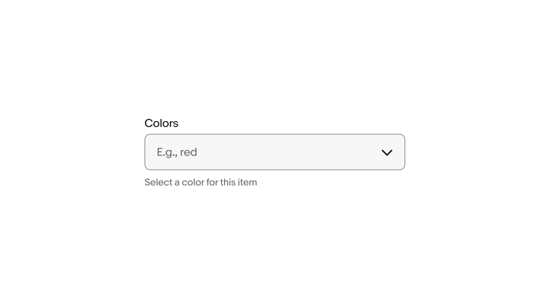 A ‘Colors’ dropdown with placeholder content inside.