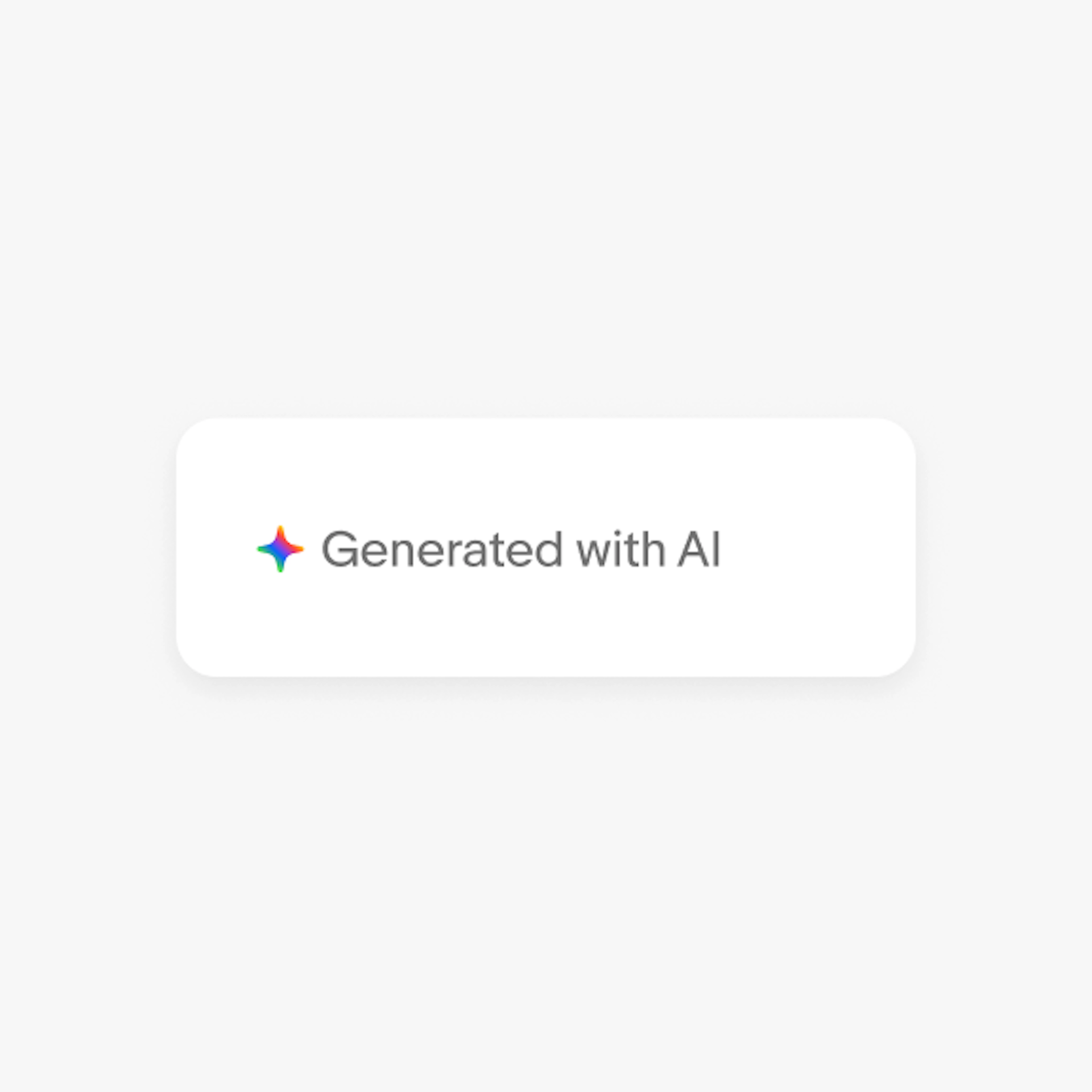 Example of a label that says “Generated with AI” with the the full spectrum icon in color as the lead icon.