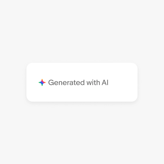 Example of a label that says “Generated with AI” with the the full spectrum icon in color as the lead icon.