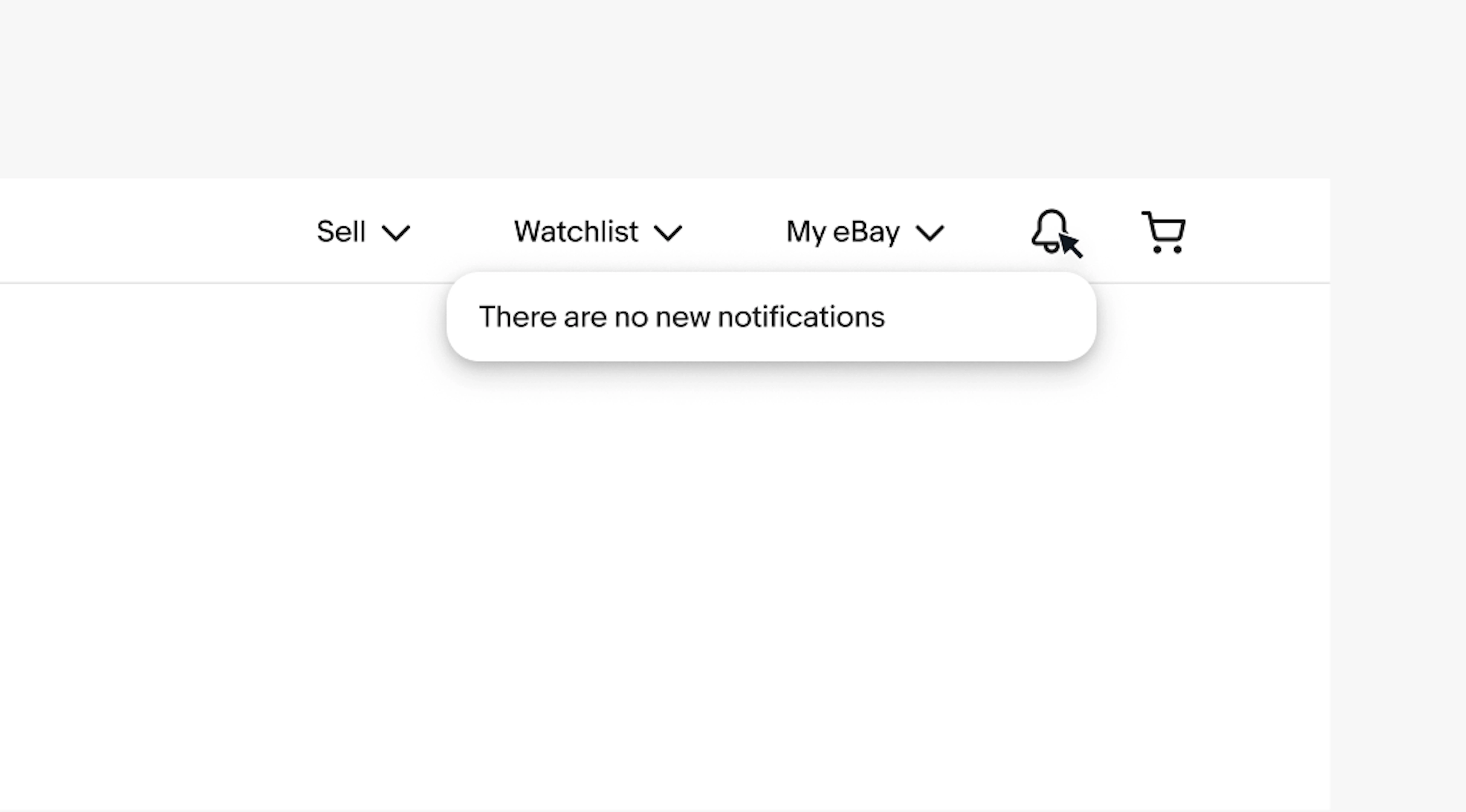 Notification popover showing no new notifications.