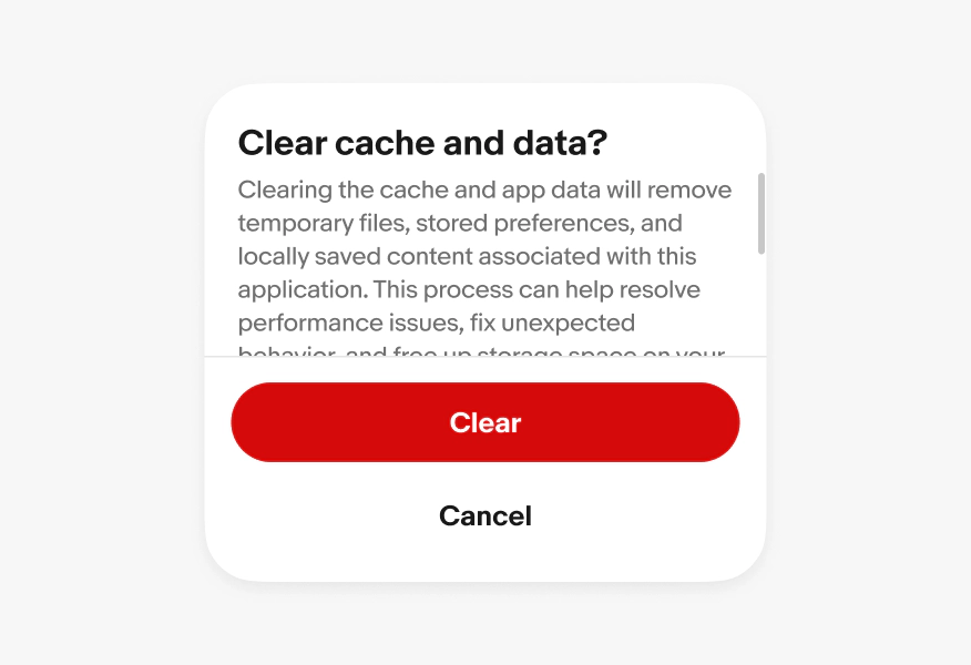 A scrolling confirmation dialog.