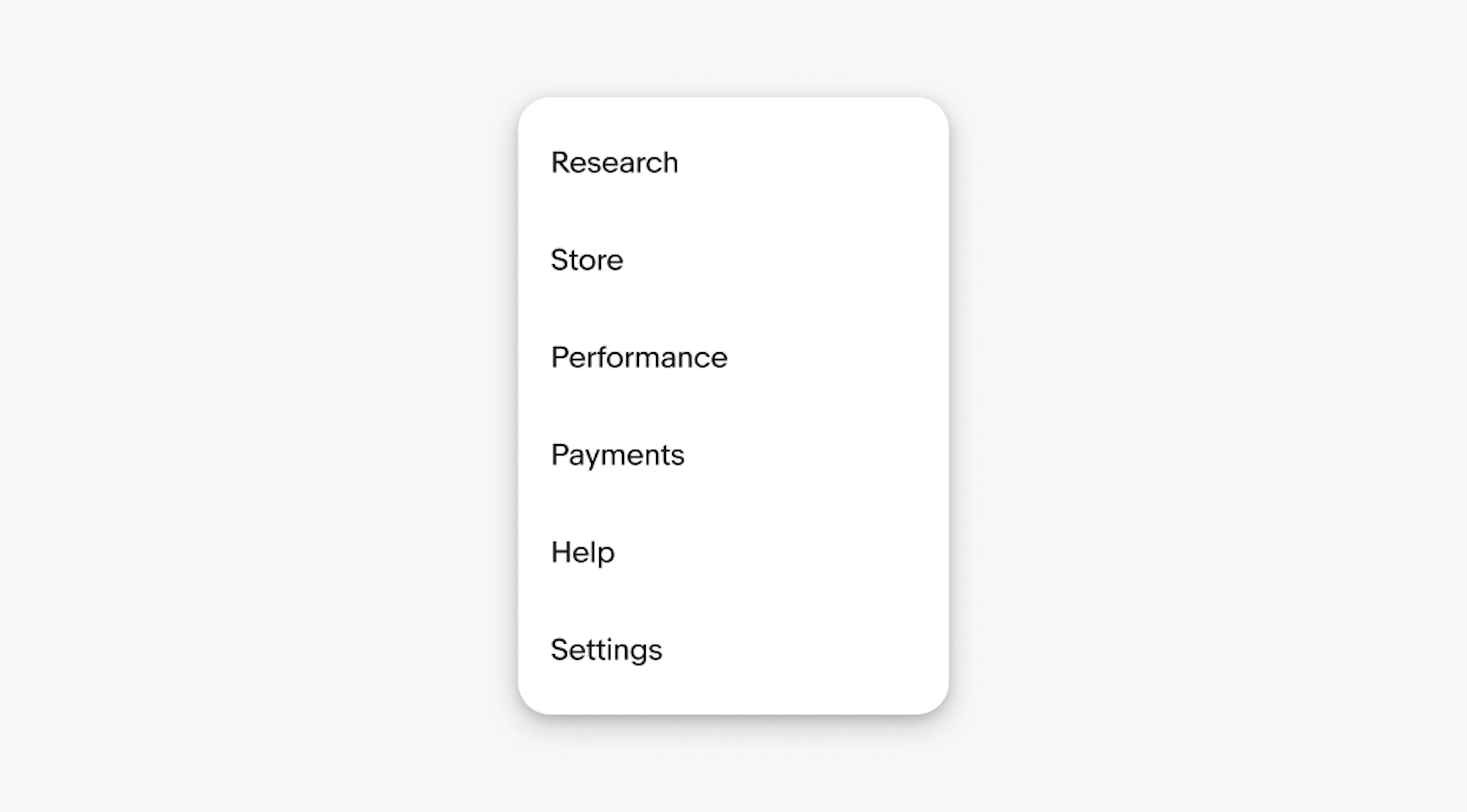 Menu action labels in a list with Order, Review, Share, Move, Delete