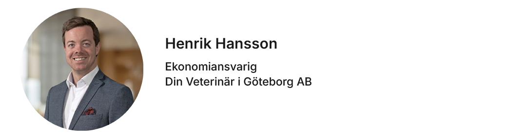 Profilbild till blogg under citat av Henrik Hansson, ekonomiansvarig på Din Veterinär i Göteborg AB, som delar sina erfarenheter av att använda Ebies hyresgarantiförsäkring