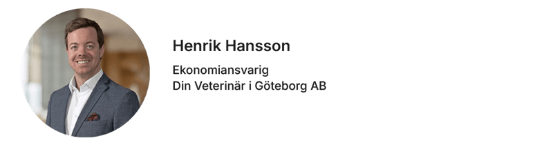 Profilbild till blogg under citat av Henrik Hansson, ekonomiansvarig på Din Veterinär i Göteborg AB, som delar sina erfarenheter av att använda Ebies hyresgarantiförsäkring