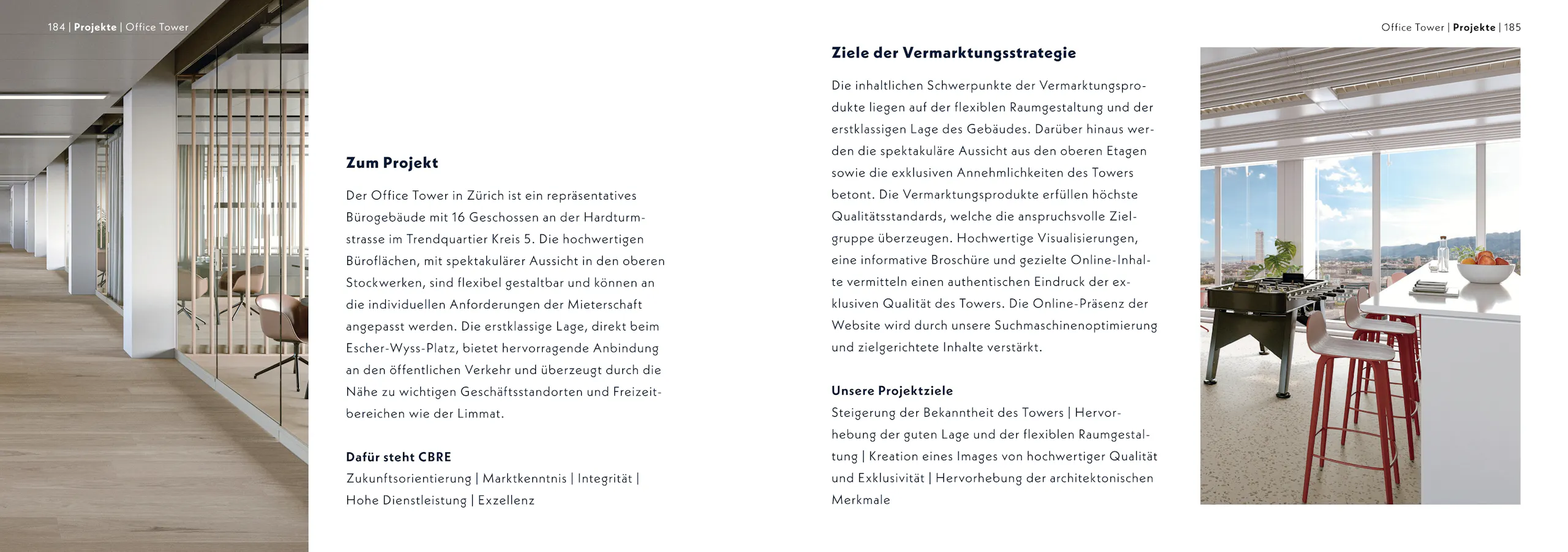 Office Tower Zürich – Branding, 3D-Visualisierung & Website, Broschüre Seite 2