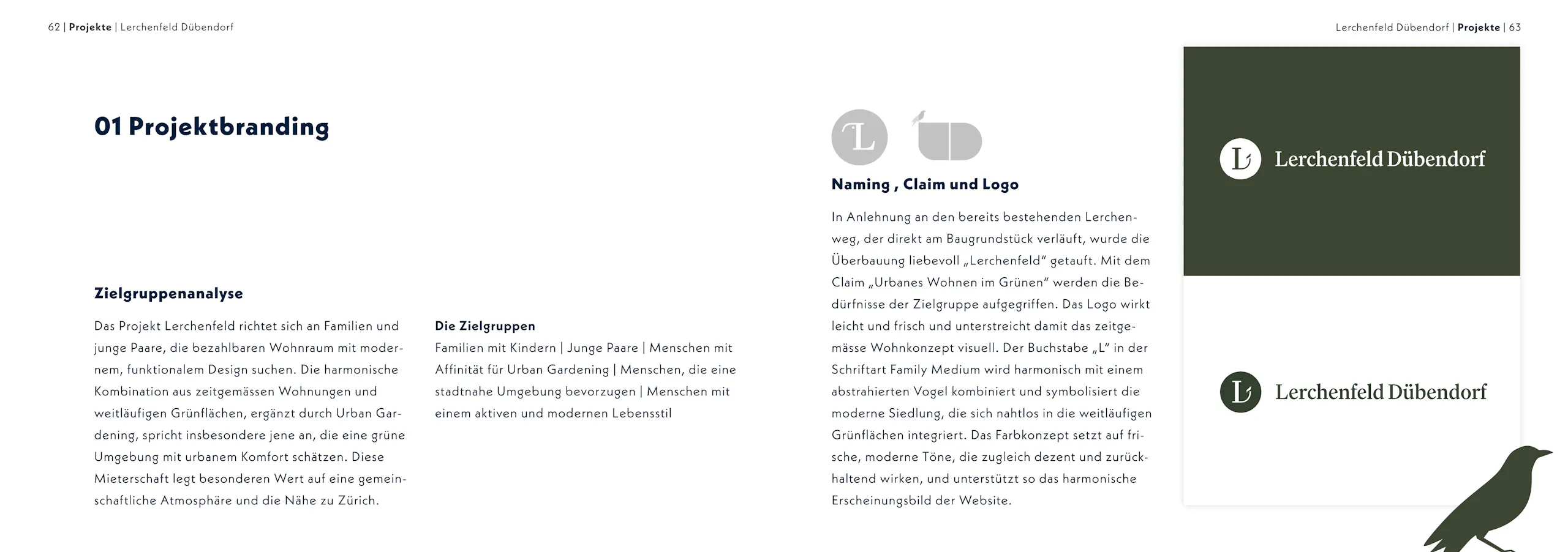 Lerchenfeld Dübendorf – Branding, Website & Wohnungsfinder, Broschüre Seite 4