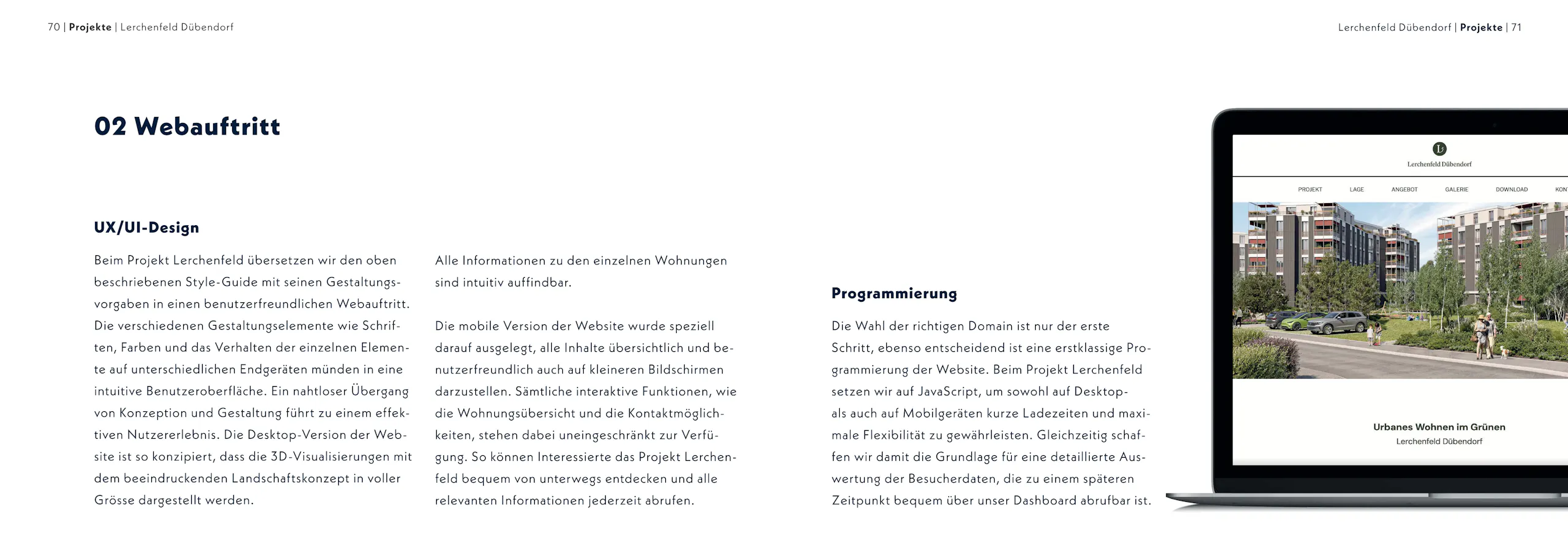 Lerchenfeld Dübendorf – Branding, Website & Wohnungsfinder, Broschüre Seite 8