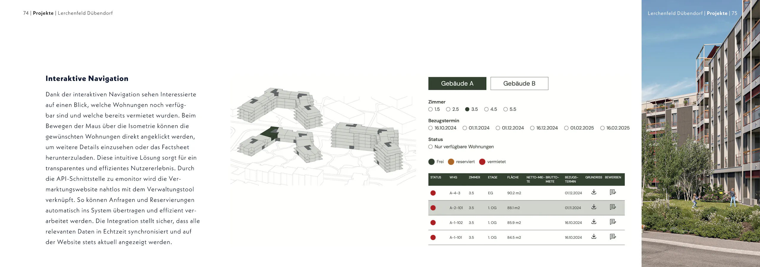 Lerchenfeld Dübendorf – Branding, Website & Wohnungsfinder, Broschüre Seite 10