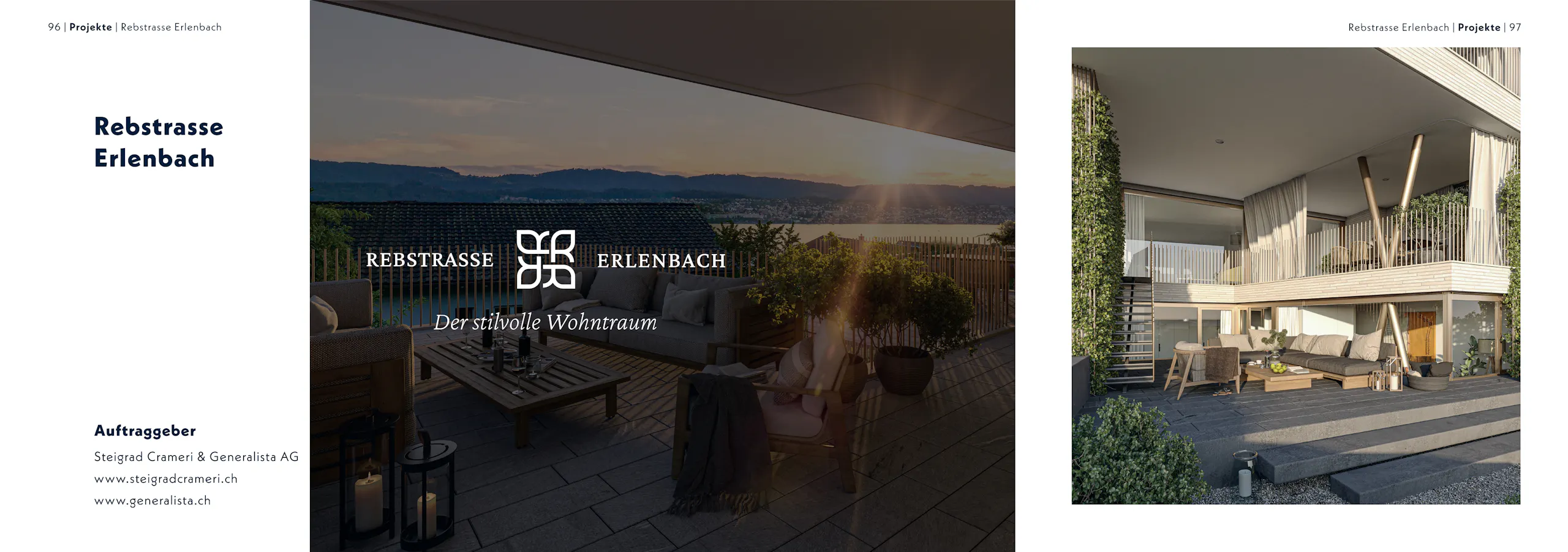 Rebstrasse Erlenbach – Branding & 3D-Visualisierung, Broschüre Seite 1