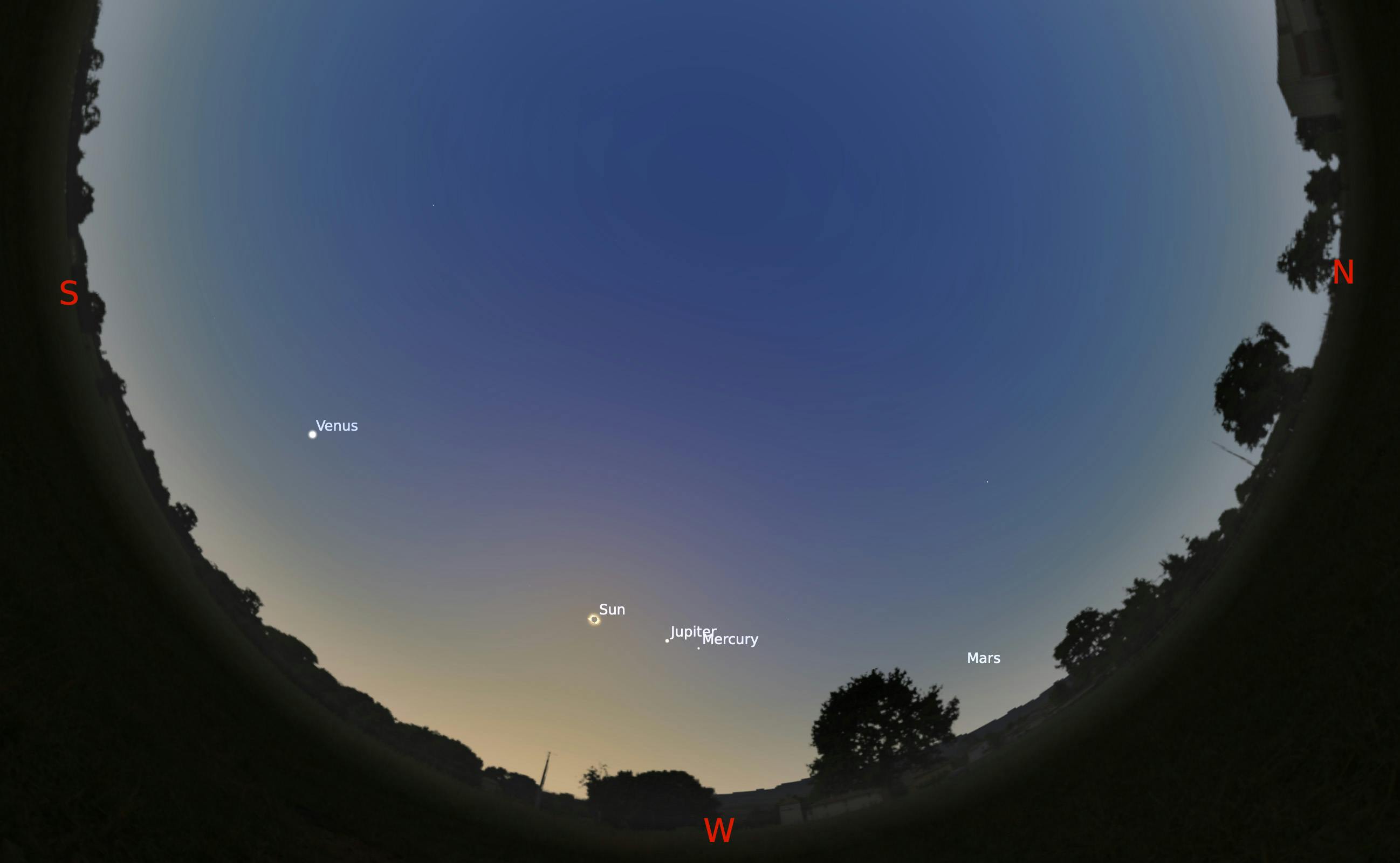 Planets visible during the August 12, 2026 total solar eclipse