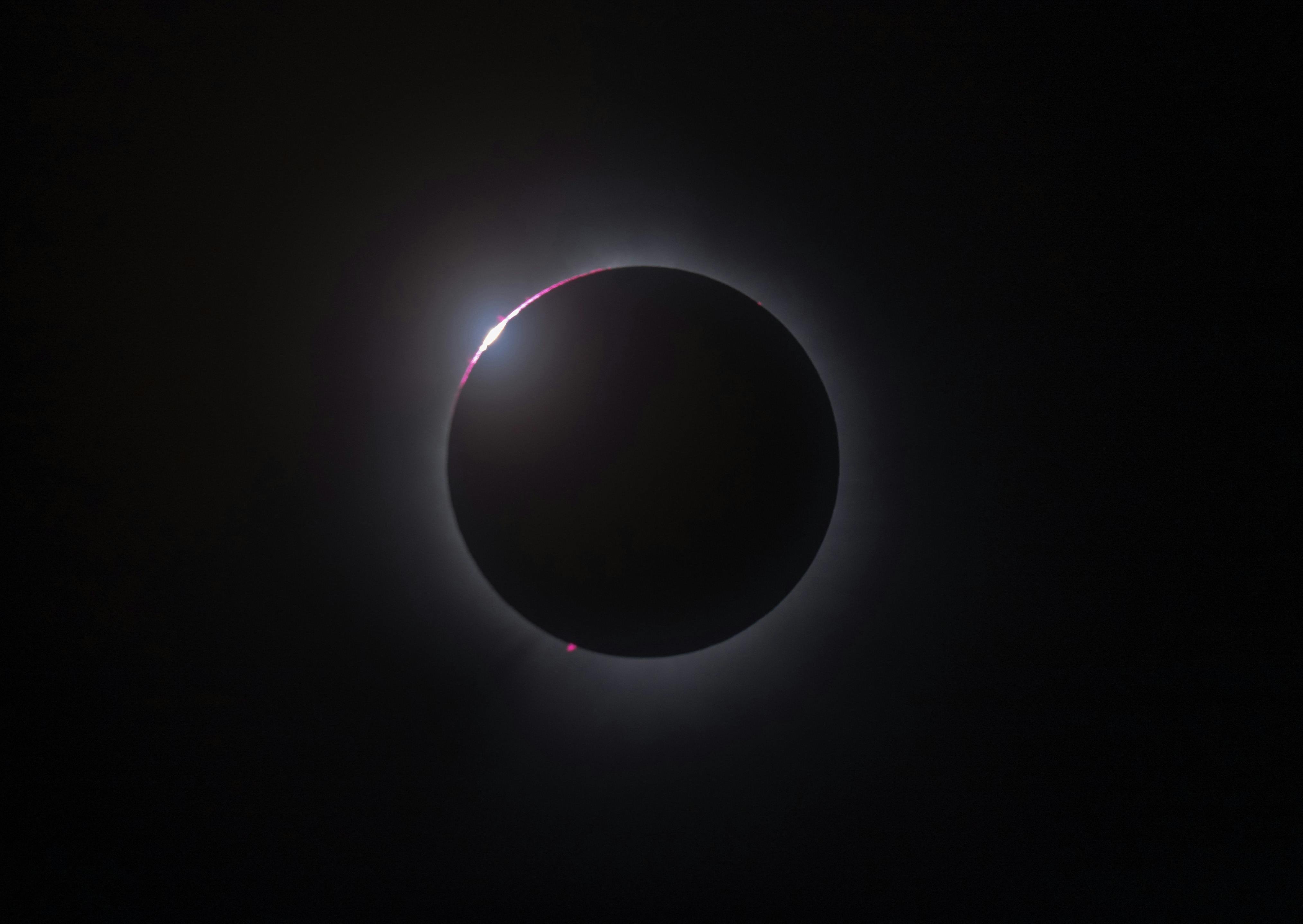 Bailys Beads during the total solar eclipse of April 8, 2024. Credit: Sævar Helgi Bragason