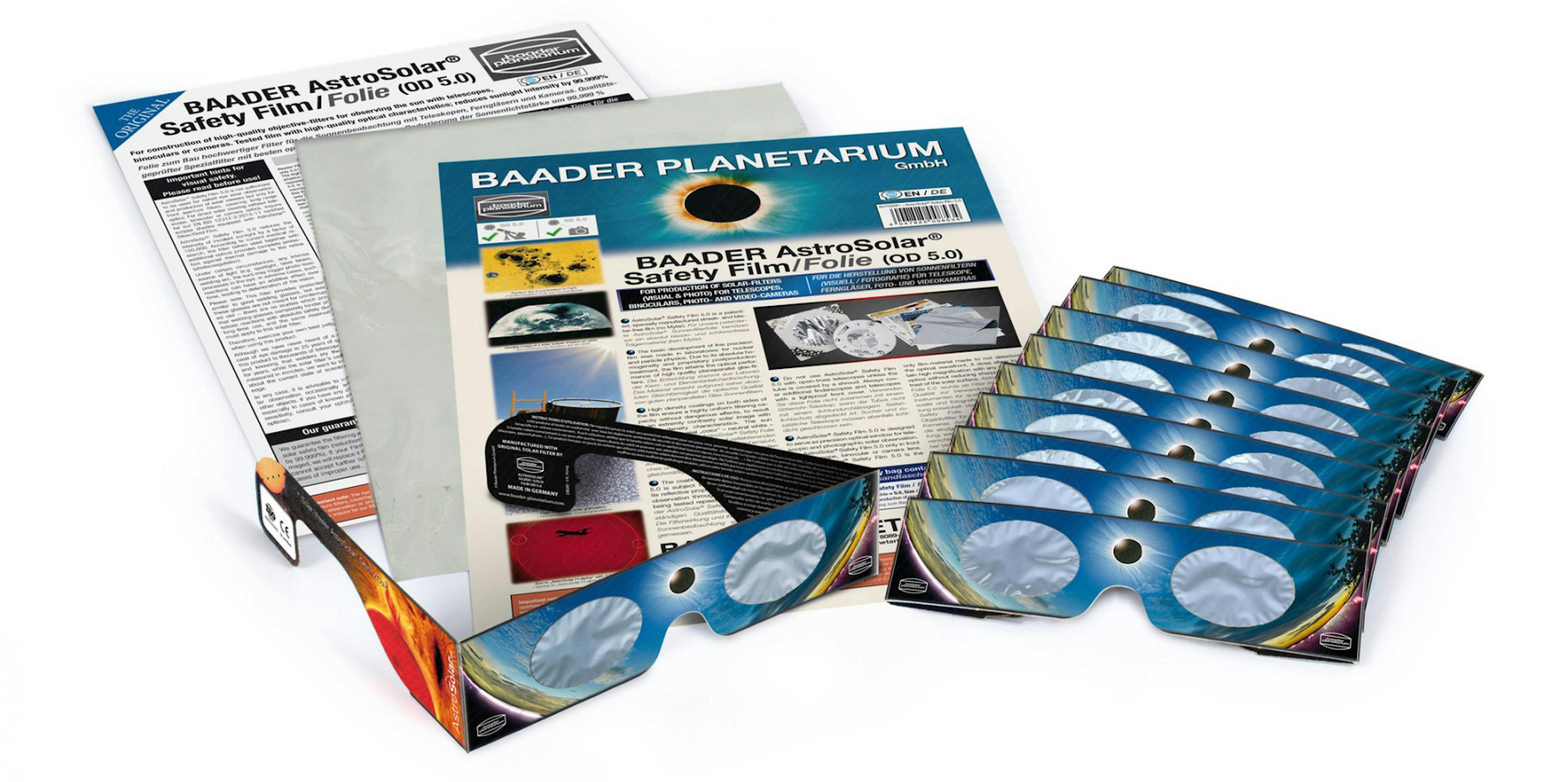 Baader Planetarium Astro Solar safety solar filters and eclipse goggles