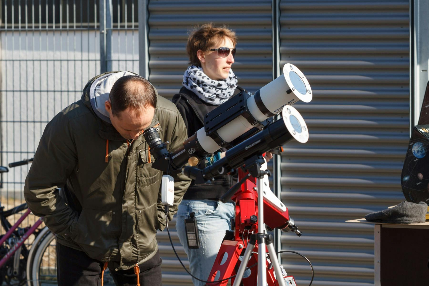 Solar filters should always be placed in front of the aperture of camera lenses, binoculars and telescopes. Credit: Baader Planetarium