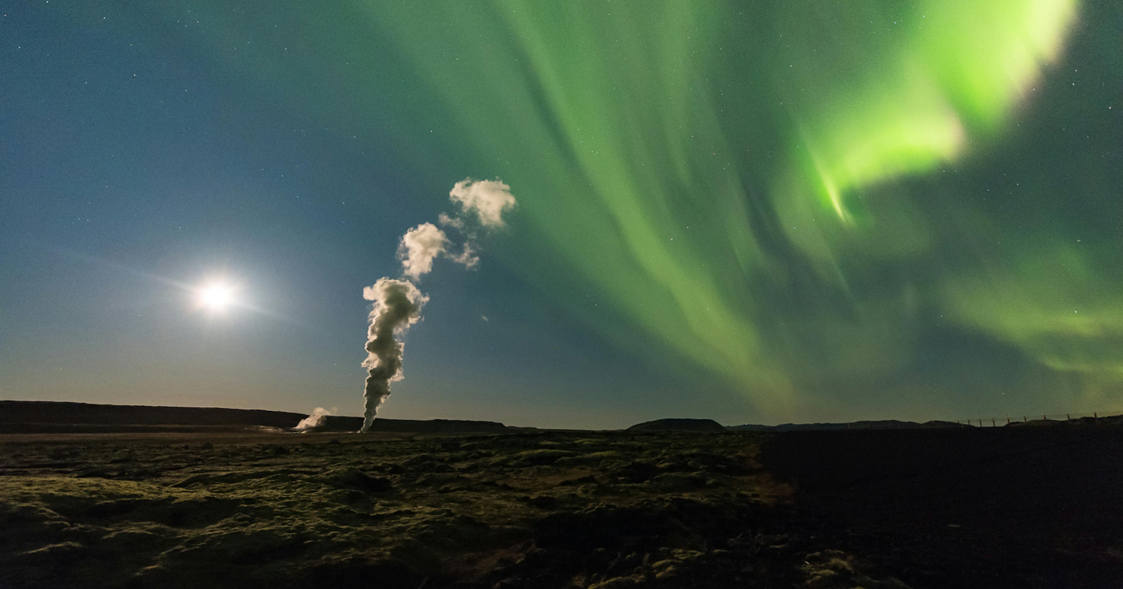 Northern Lights over Hellisheiði, Iceland. Credit: Sævar Helgi Bragason