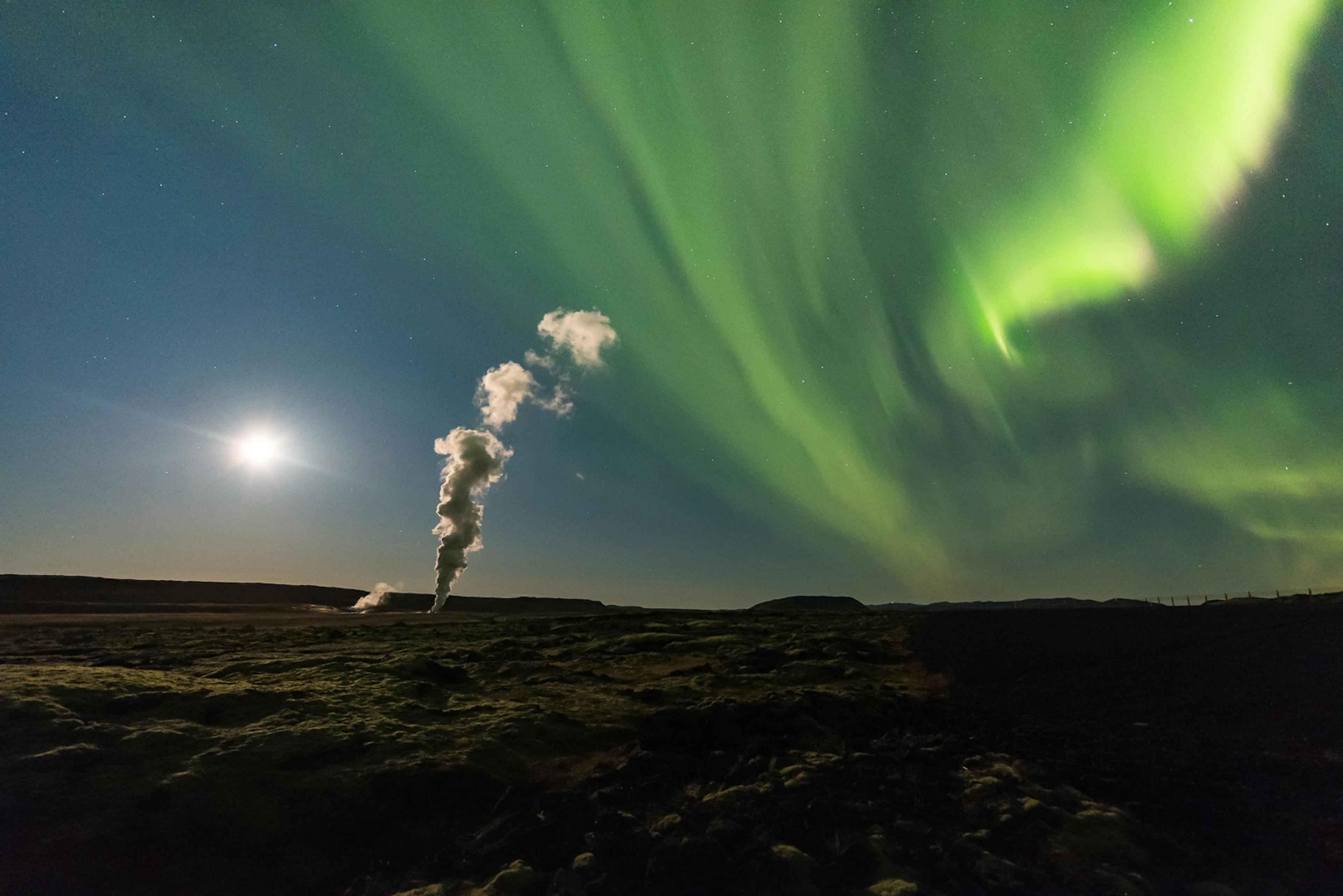 Northern Lights over Hellisheiði, Iceland. Credit: Sævar Helgi Bragason