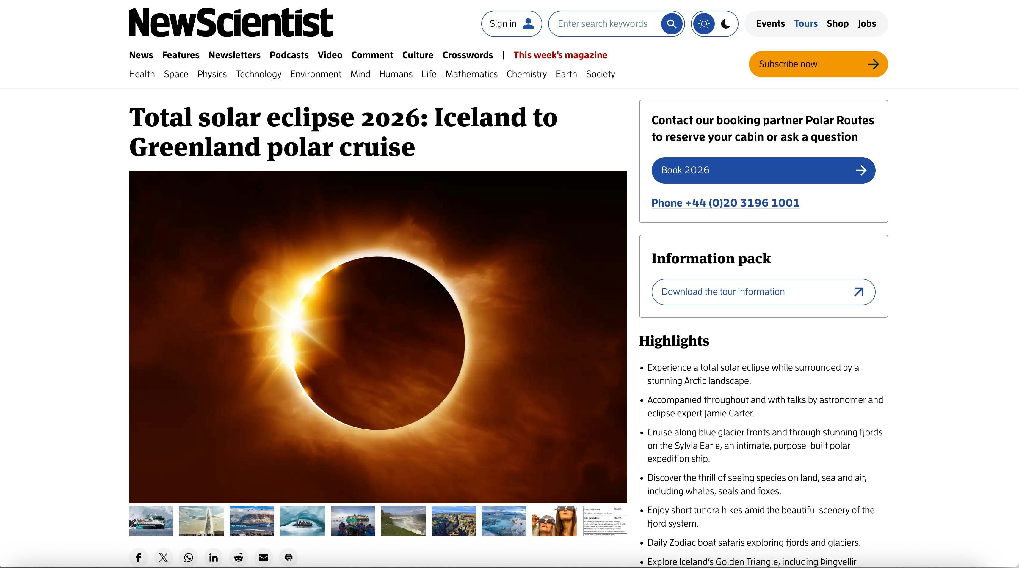 New Scientist Eclipse Cruise 2026