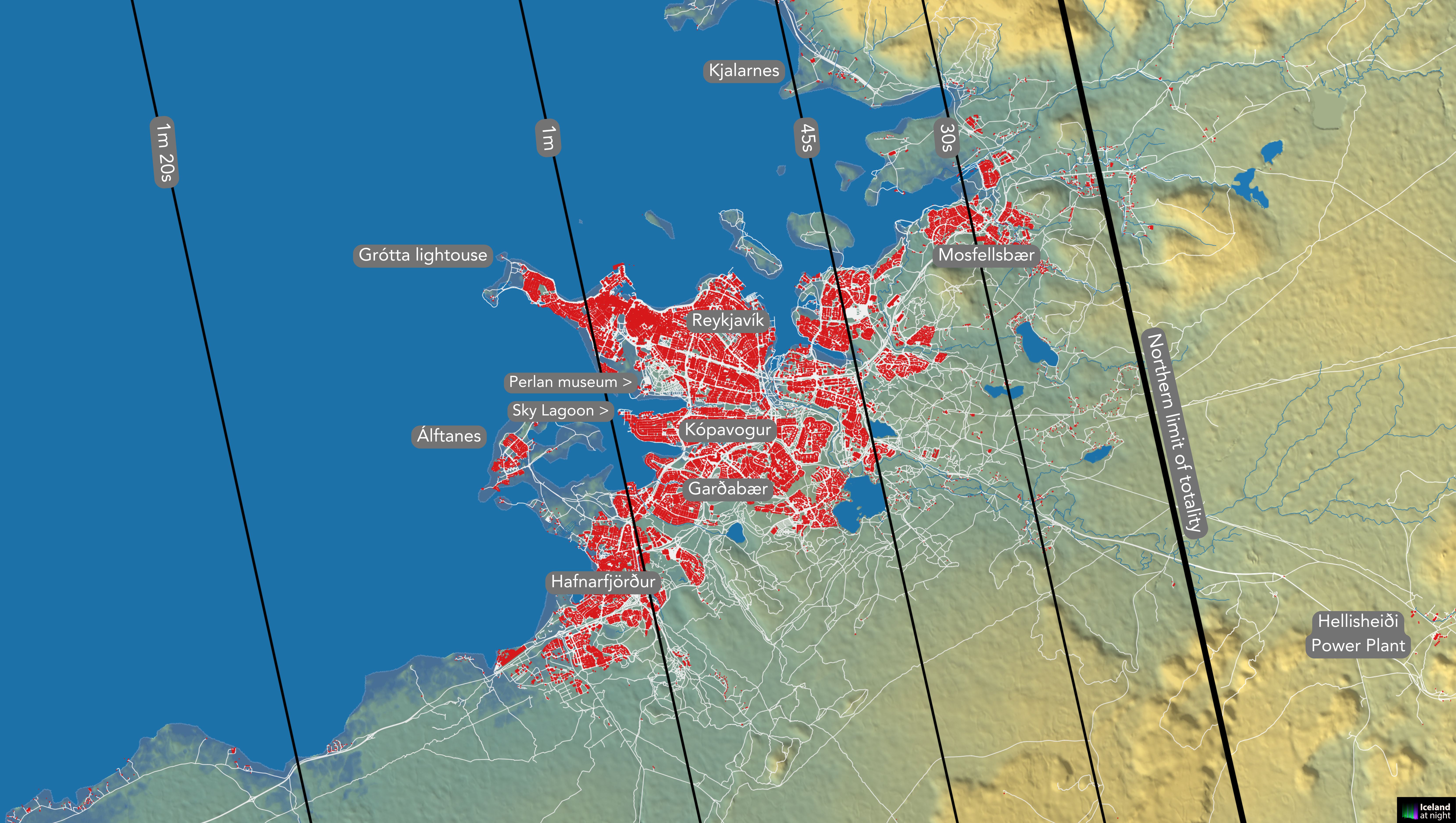 Maps Of Iceland For The 2026 Total Solar Eclipse Eclipse 2026 Iceland.psd 1 