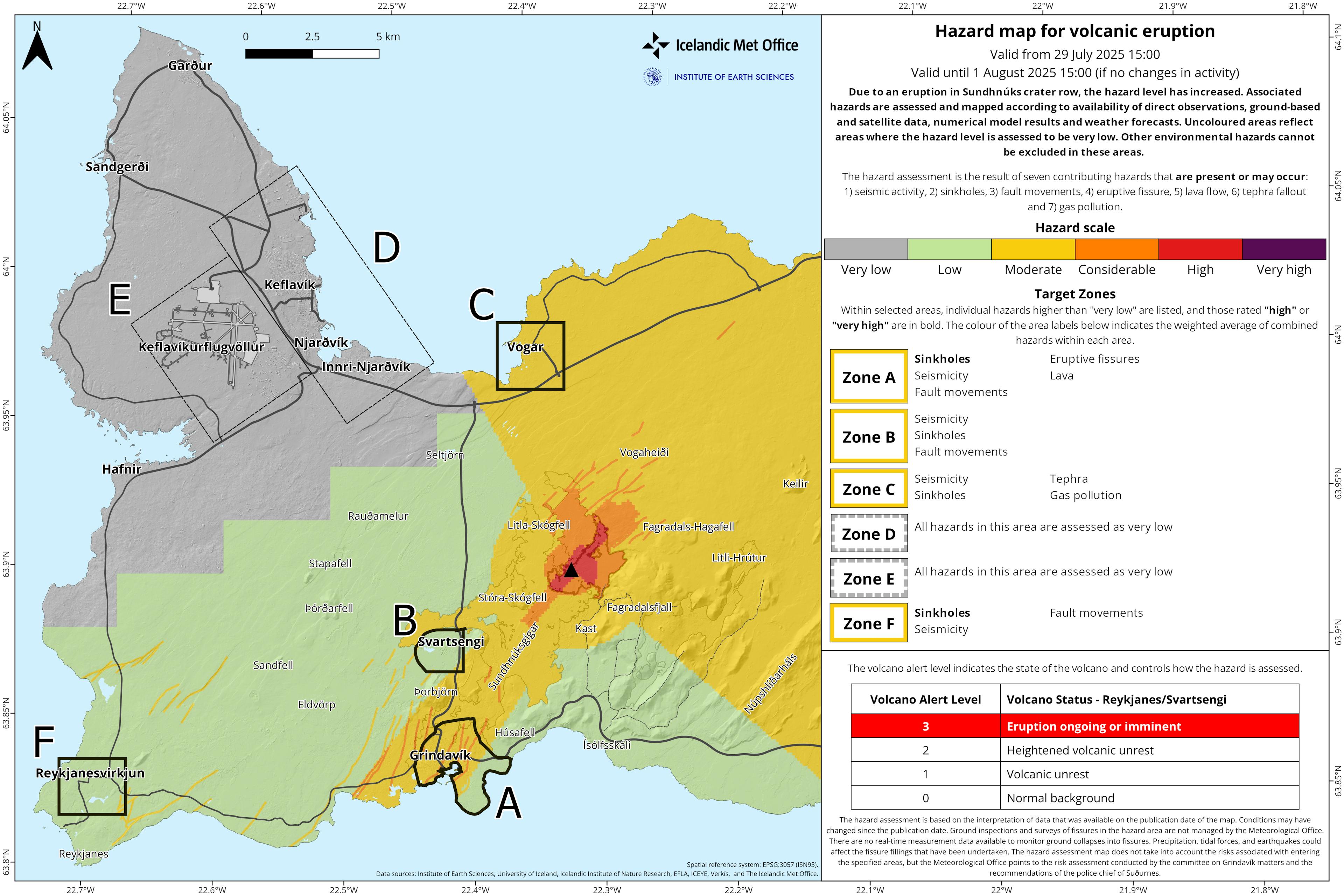 Reykjanes peninsula volcanic hazard map