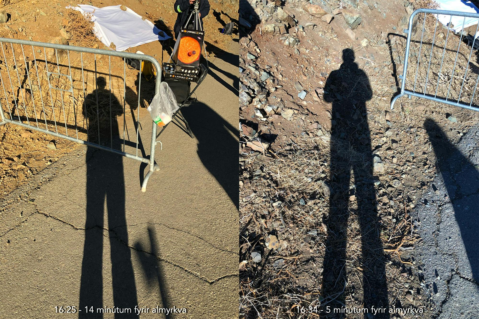 Birtu og litabreytingar í sólmyrkvanum í Chile 2016. Mynd: Sævar Helgi Bragason