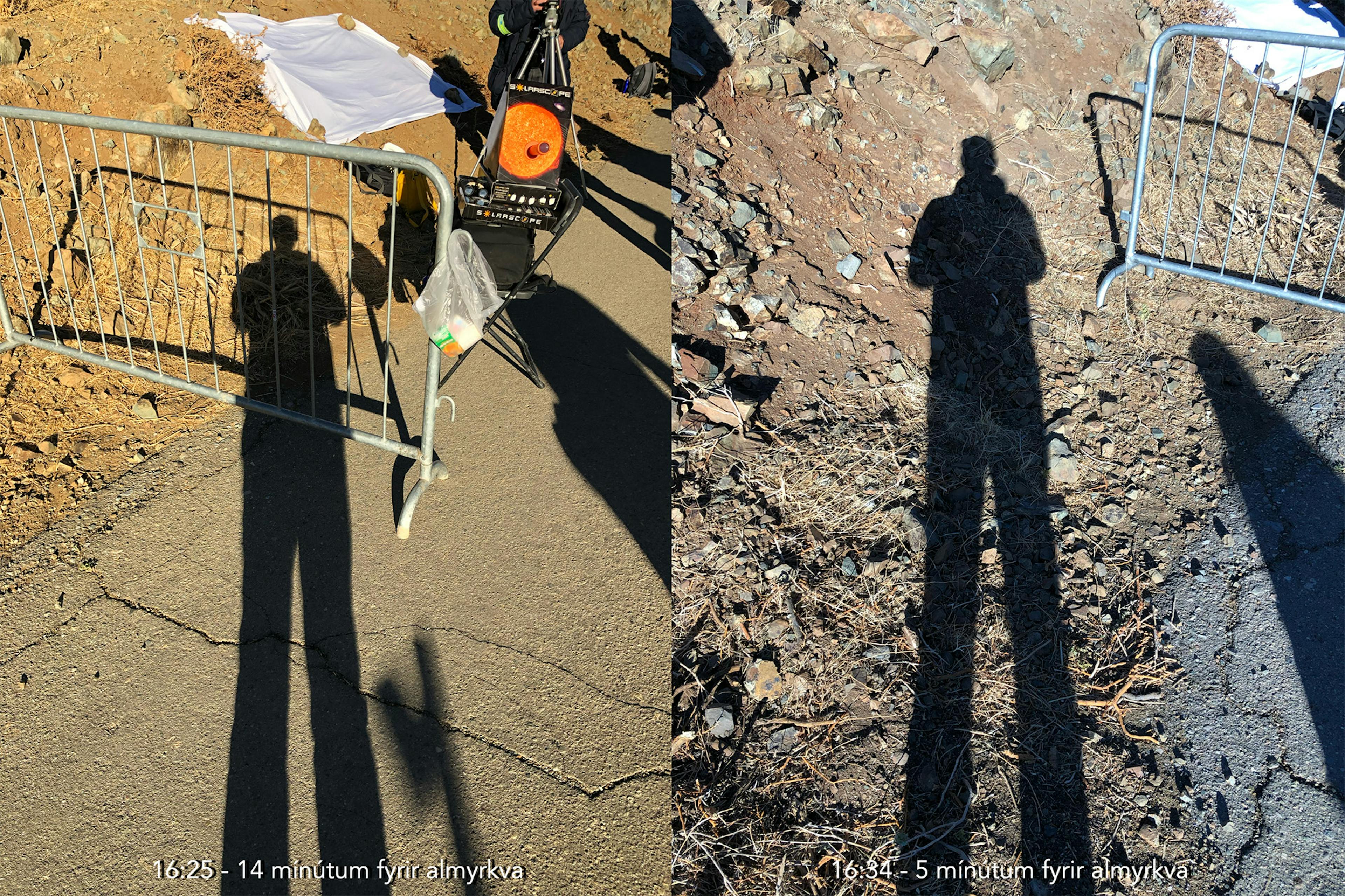 Birtu og litabreytingar í sólmyrkvanum í Chile 2016. Mynd: Sævar Helgi Bragason