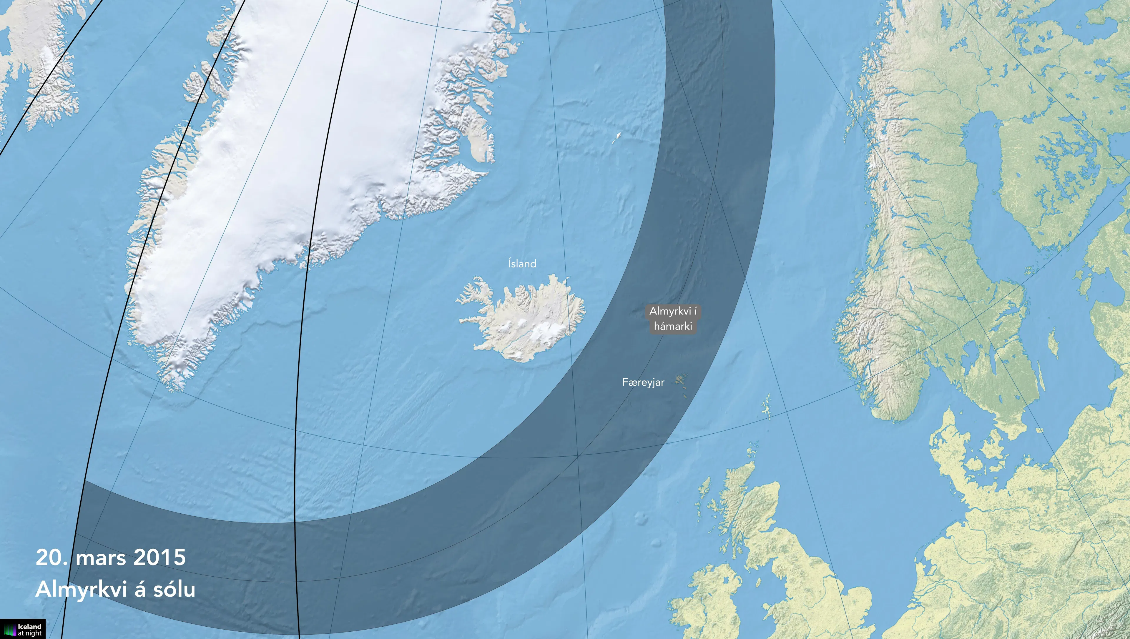 Sólmyrkvinn 20. mars 2015. Mynd: Andreas Dill & Sævar Helgi Bragason / solmyrkvi2026.is 