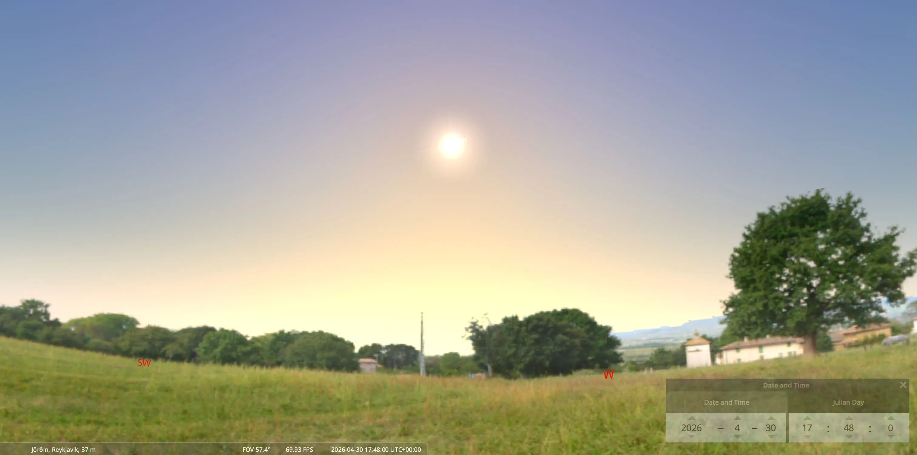 Sun's position on April 30, 2026