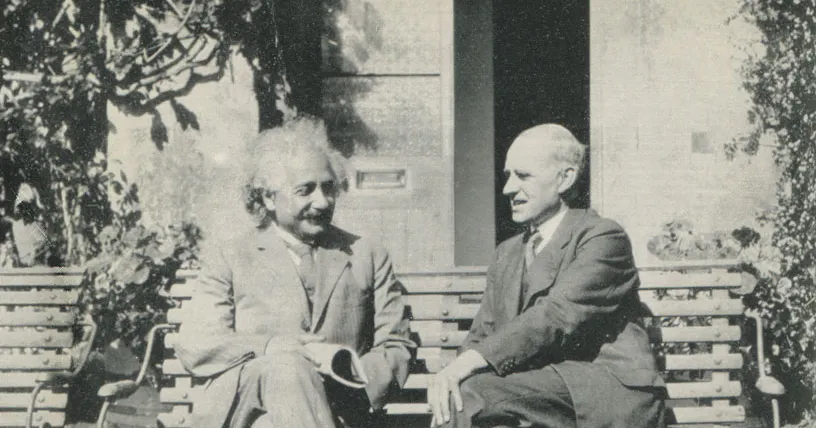 Albert Einstein og Arthur Eddington í Cambridge í júní 1930. Mynd: Winifried Eddington