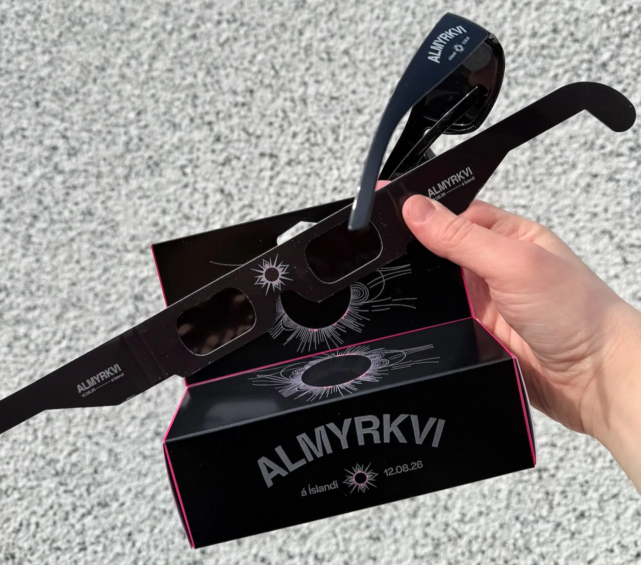 Solar eclipse glasses by eclipse2026.is / solmyrkvi2026.is