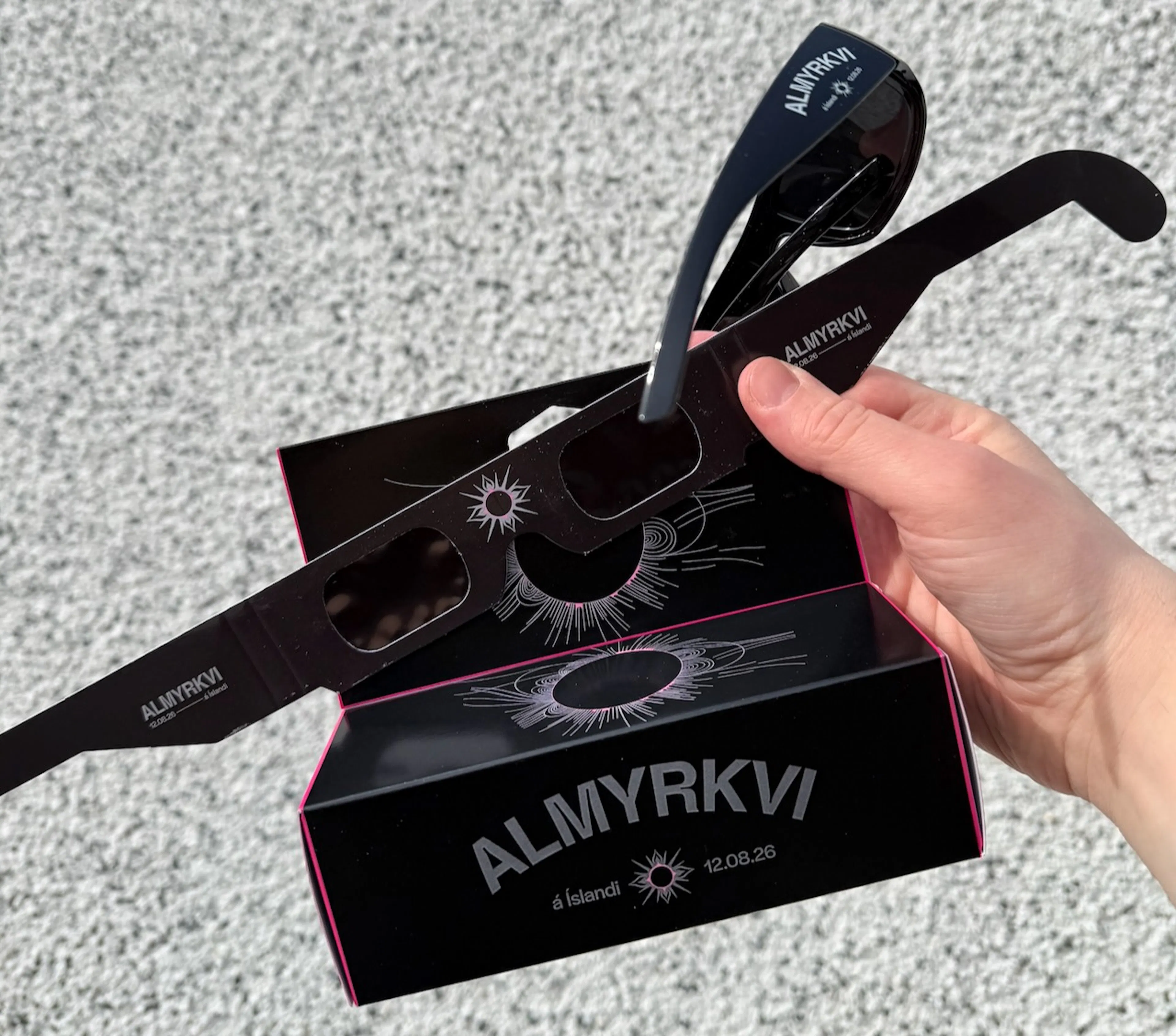 Solar eclipse glasses by eclipse2026.is / solmyrkvi2026.is 