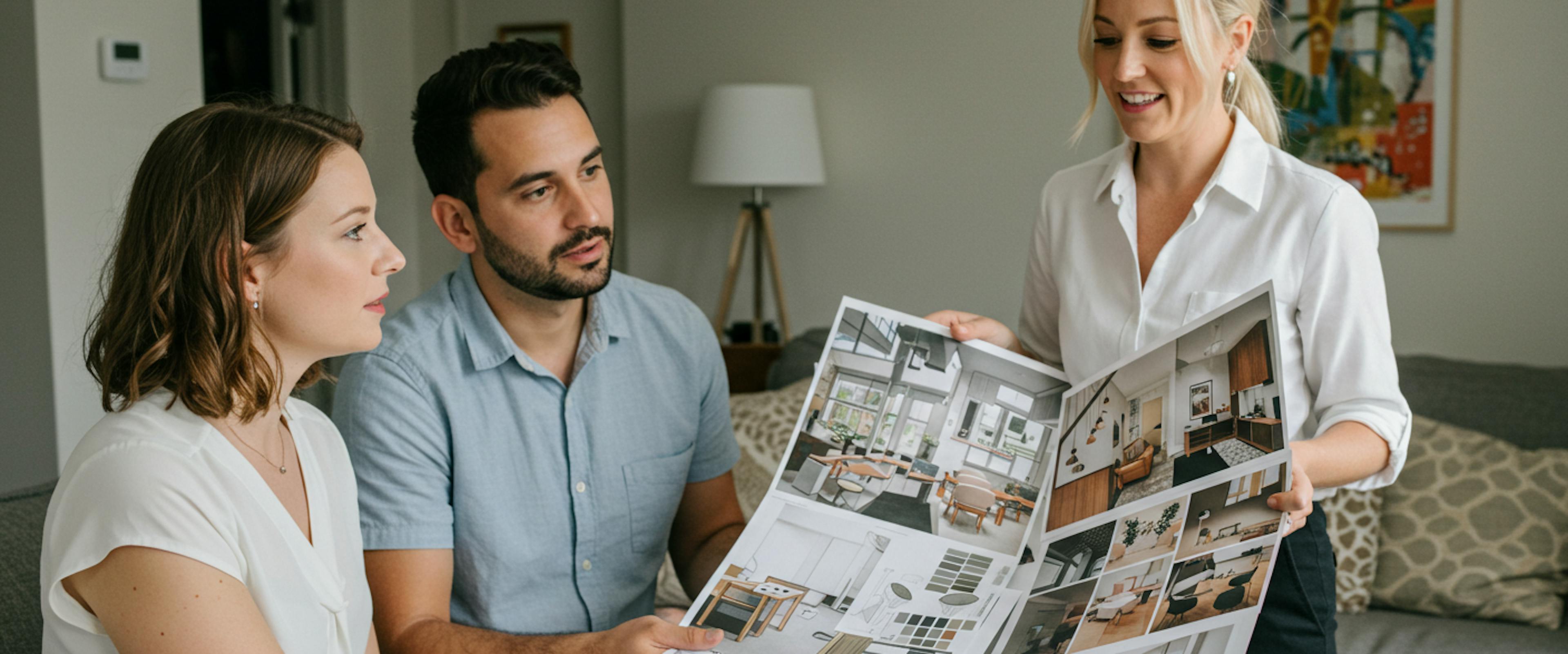 Interior designer from Eclipse Design meeting with clients at home to plan their dream space.