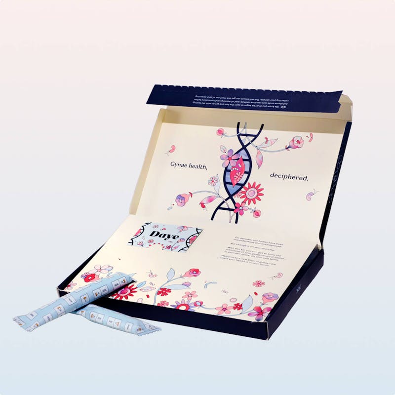 Daye's vaginal microbiome screening kit package open