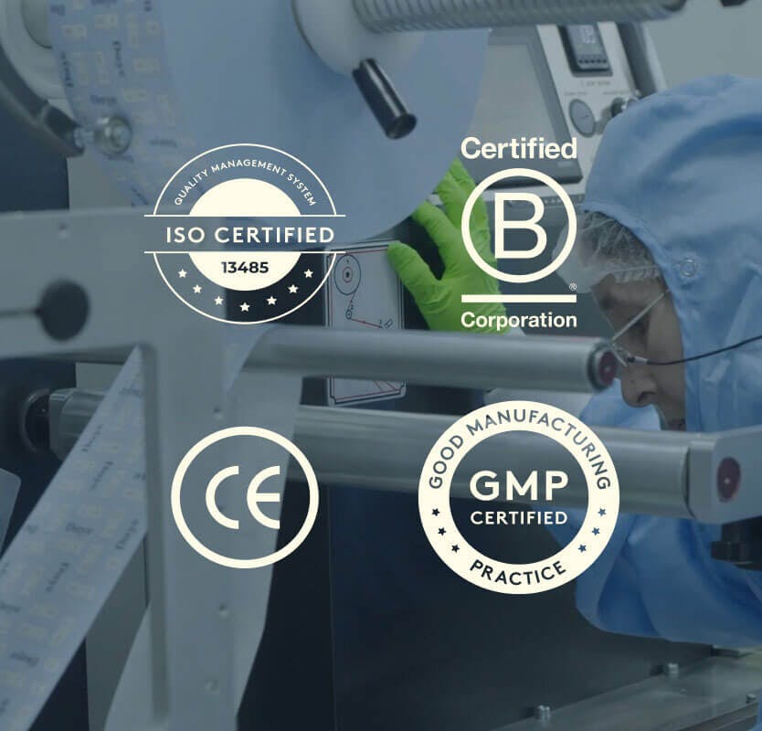 Daye is ISO Certified, B-Corp Certified, CE Mark, GMP Certified
