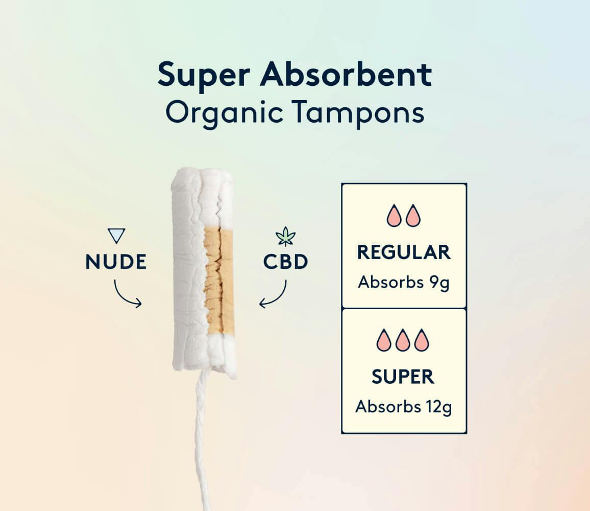 marketing banner showing Daye's organic sustainable cotton tampons 