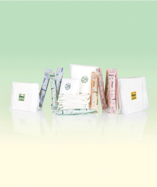 Period care bundle with all types of Daye's sustainable pads and tampons