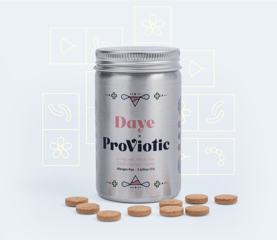 a grey box of Daye proviotics for a healthy vagina protected from infections and gut health