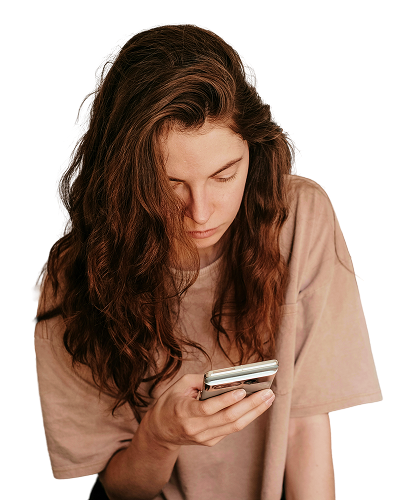 Woman looking at her phone