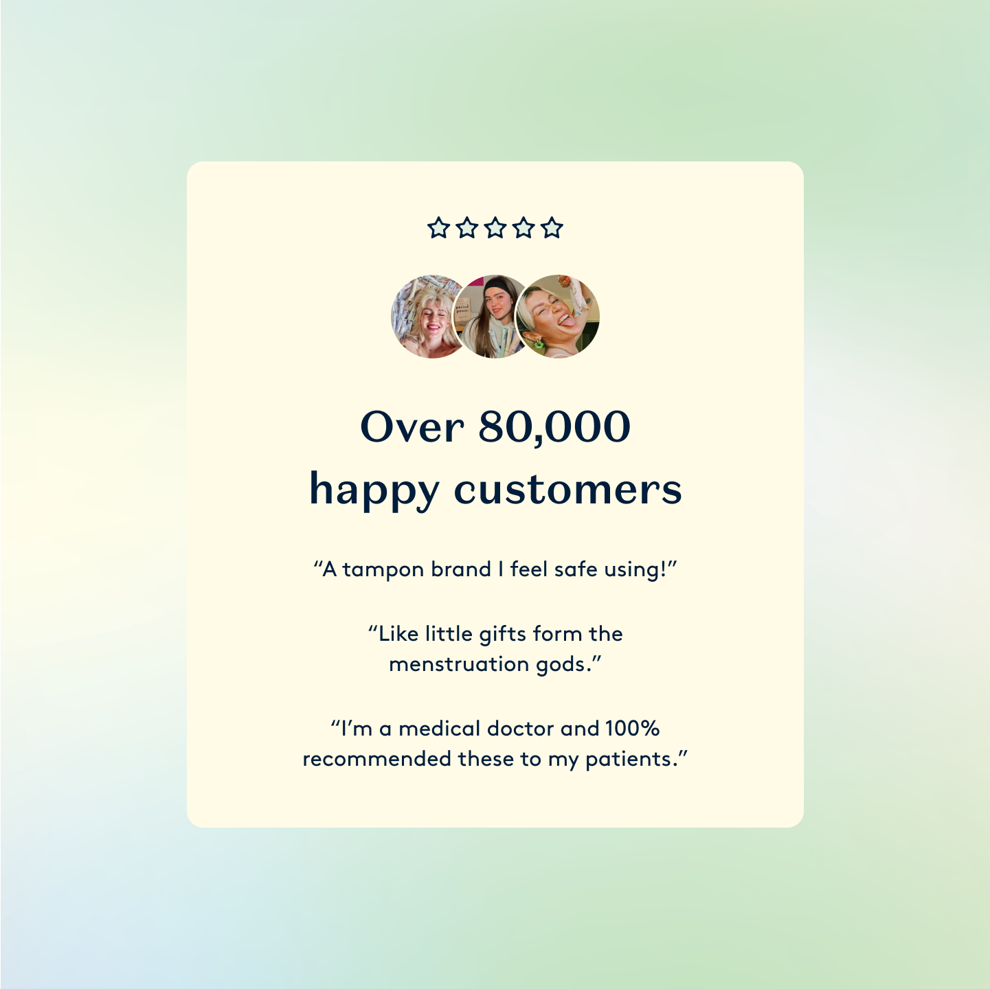 Testimonial messages from happy customers.