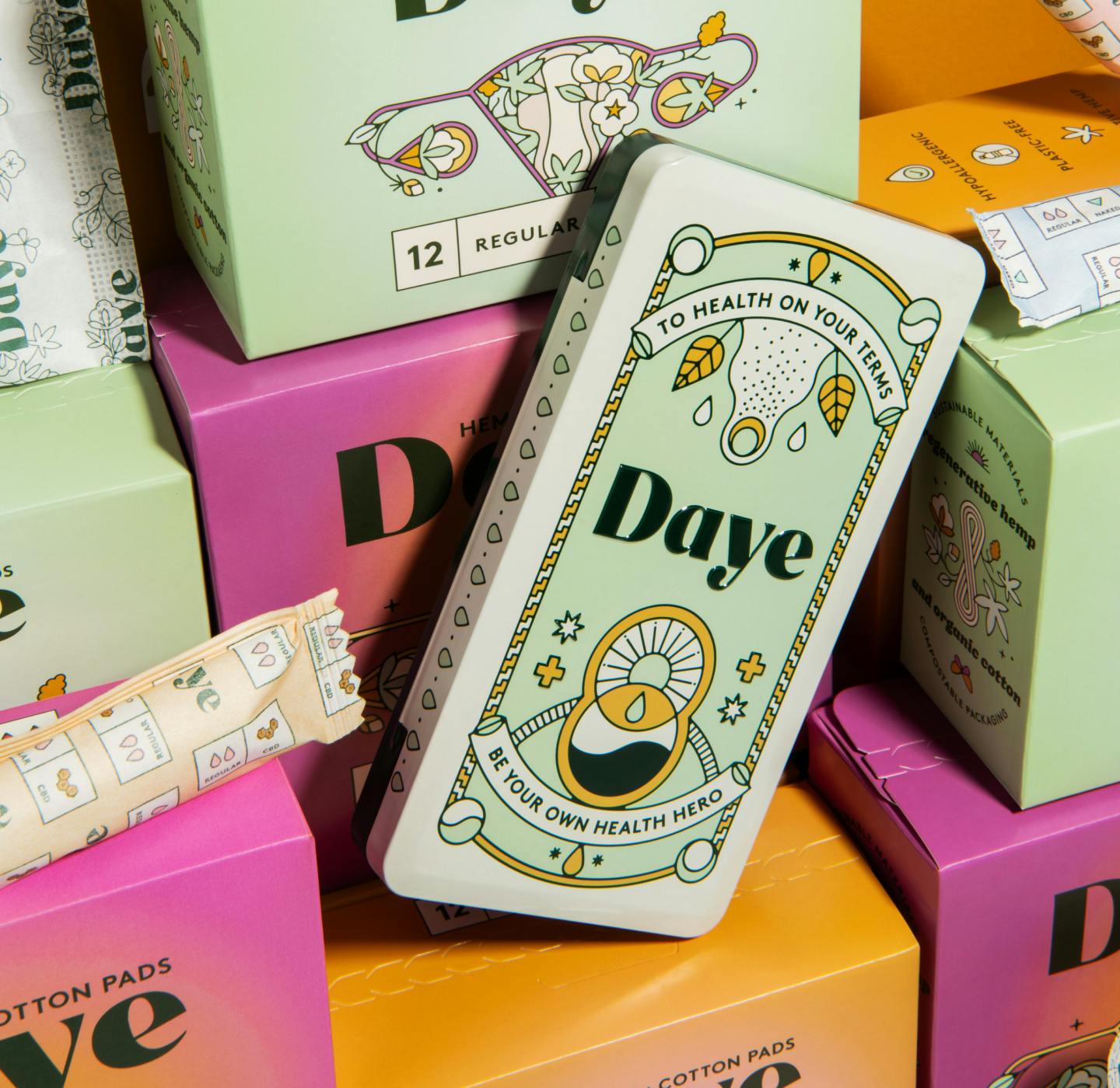 Hemp pads and tampons boxes