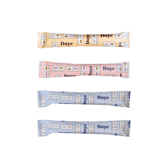 Mix of Daye's organic pain-relief CBD tampons and nude sustainable tampons