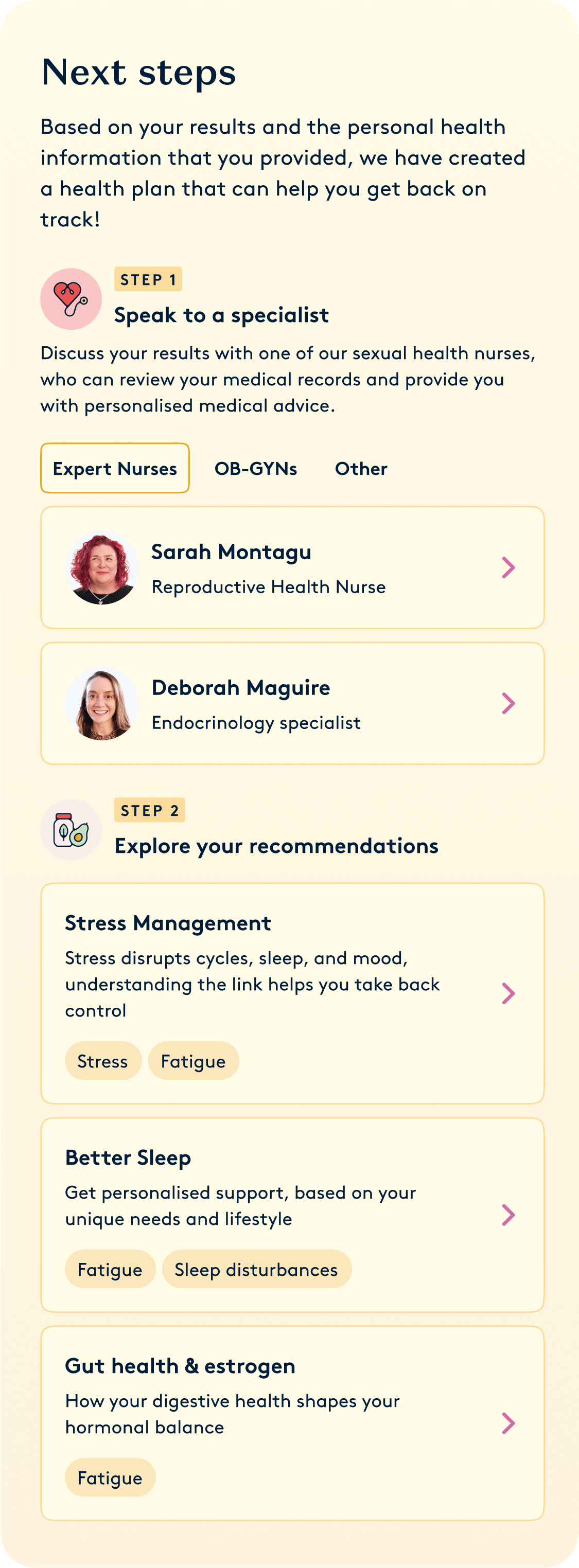 Next steps, tailored to you