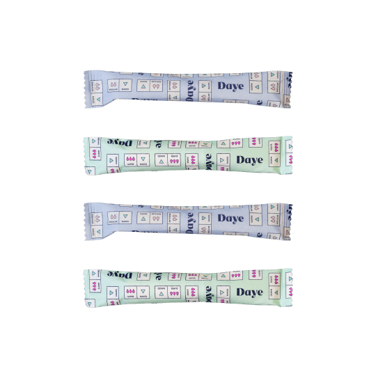 Mix of Daye's nude organic sustainable cotton tampons biodegradable pack