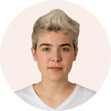 photo of white female with short blond hair
