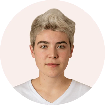 photo of white female with short blond hair