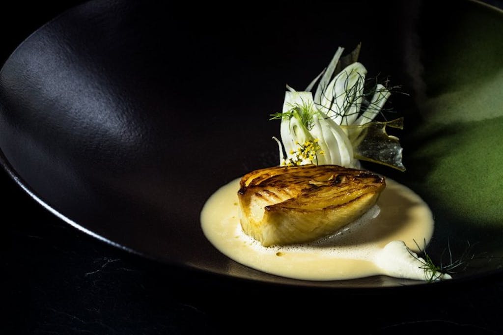 Assiette du Clos des sens, restaurant étoilé et labellisé Ecotable du chef Laurent Petit