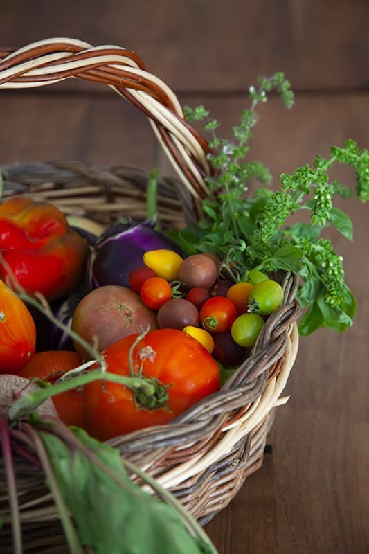 Panier de fruits et légumes de l'Auberge Kallisté