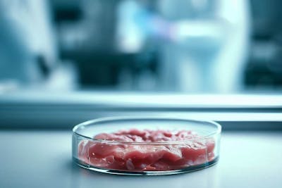Boite de Petri contenant de la viande cellulaire